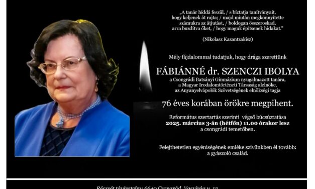 Fábiánné dr. Szenczi Ibolya (1949-2025) emlékezetére